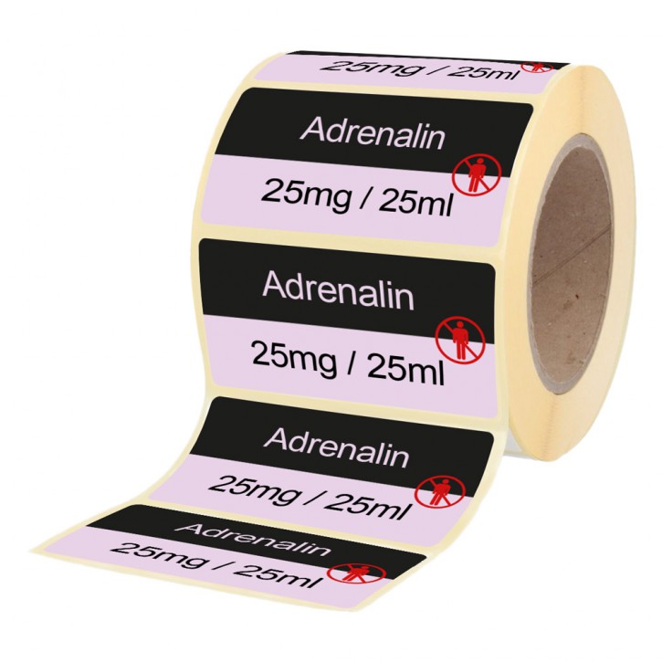 Adrenalin 25 mg / 25 ml - Etiketten für Stechampullen