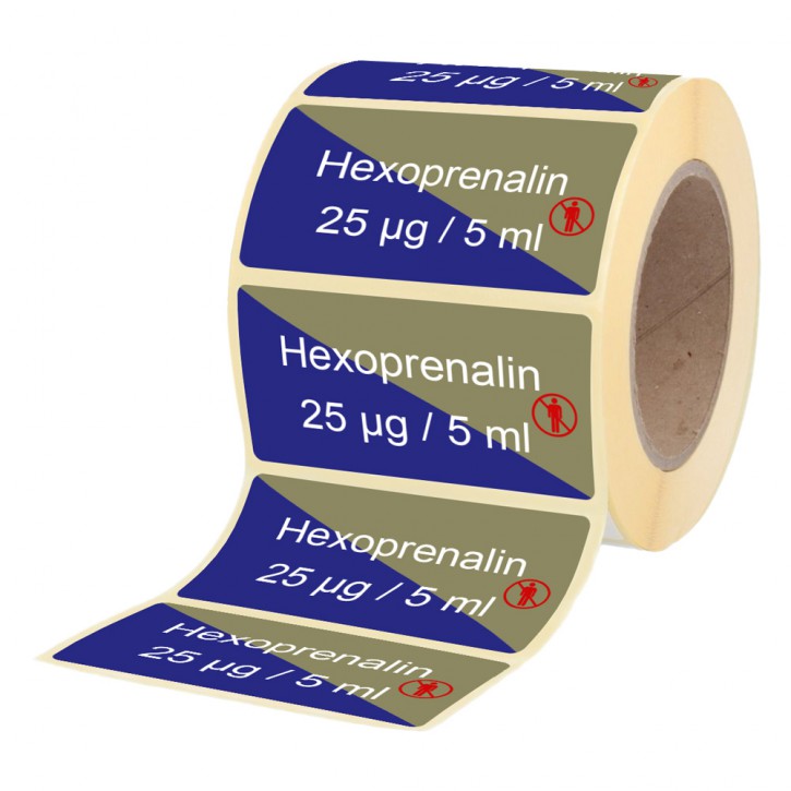Hexoprenalin 25 µg / 5 ml - Labels for Ampoules