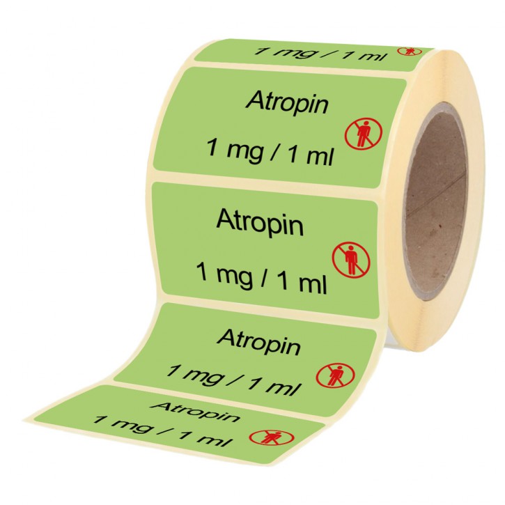 Atropine 1 mg  / 1 ml - labels for ampoules