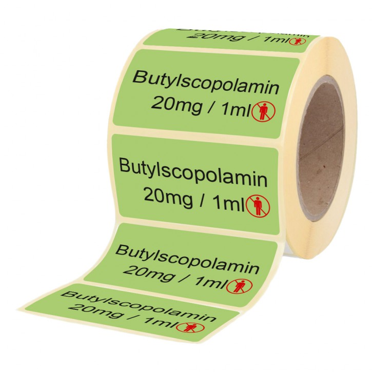 Butylscopolamine 20 mg / 1 ml - labels for ampoules