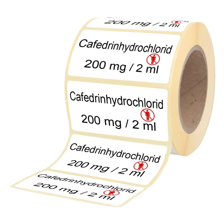 Cafedrinhydrochlorid 200 mg / 2 ml - Etiketten für Brechampullen