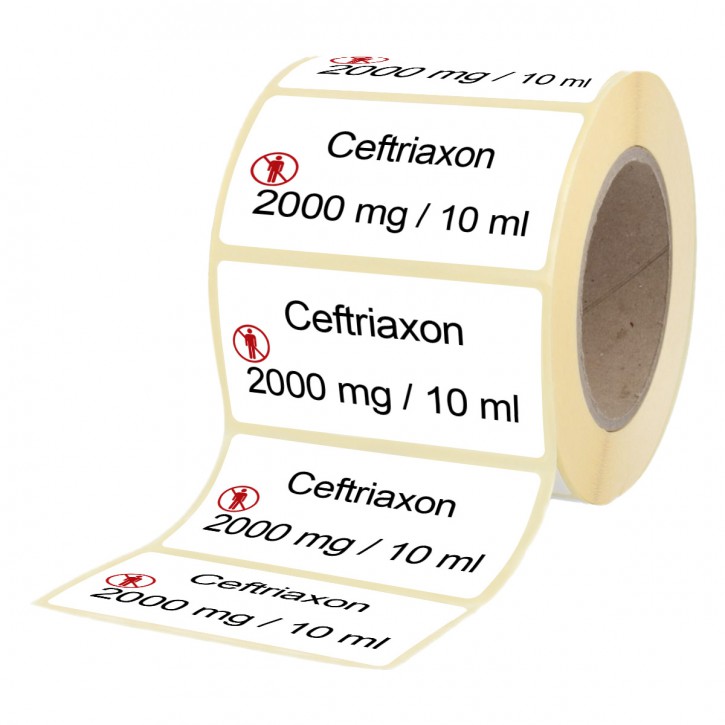 Ceftriaxon 2000 mg / 10 ml - Etiketten für Brechampullen
