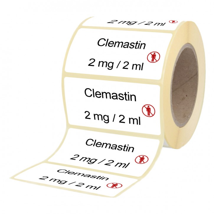 Clemastin 2 mg / 2 ml - Etiketten für Brechampullen