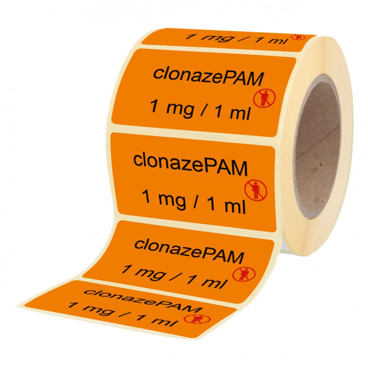 Clonazepam 1 mg  / 1 ml - Etiketten für Brechampullen