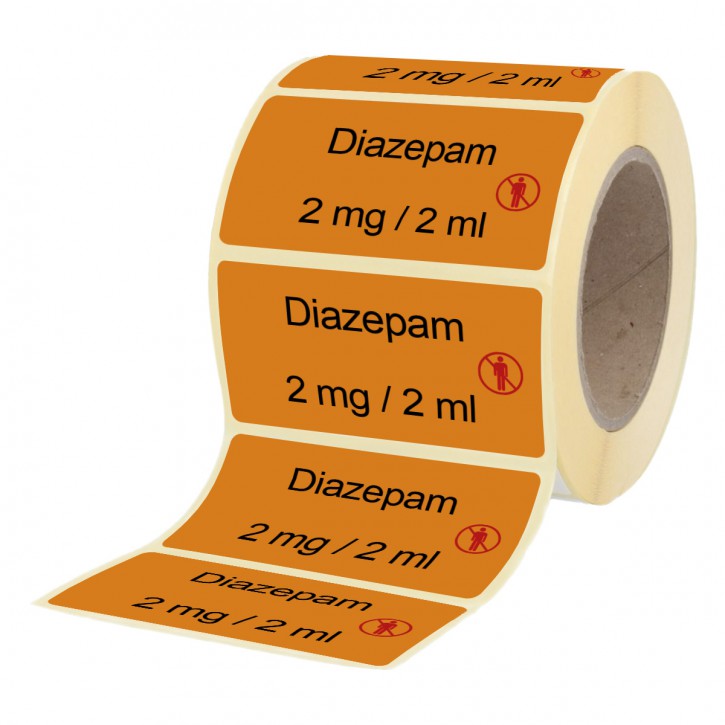 Diazempam 2 mg / 2  ml - Etiketten für Brechampullen