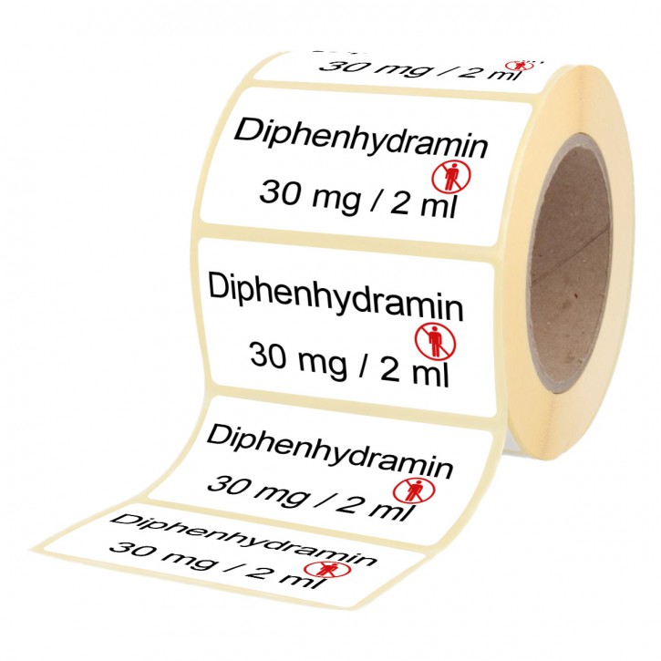 Diphenhydramin  30 mg / 2 ml Etikett für Brechampullen