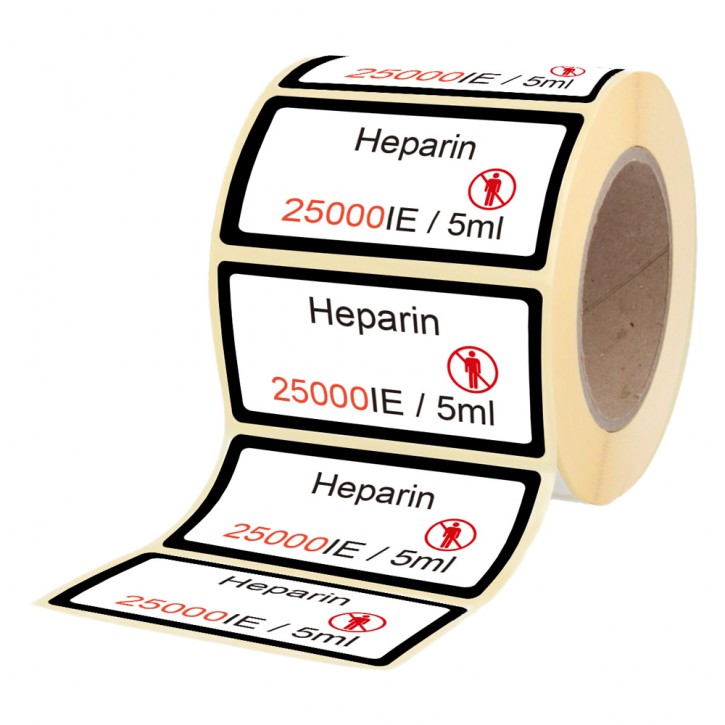 Heparin 25000 IE / 5 ml - Label for Vials