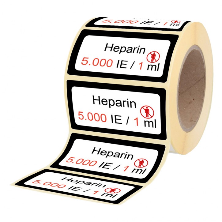 Heparin 5.000 I.E. 1 / 1 ml - Etiketten für Brechampullen