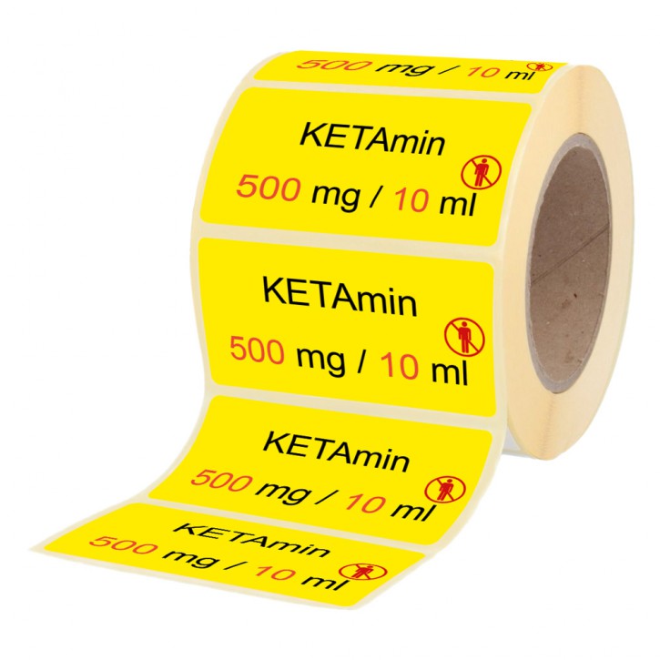 Ketamin 500 mg / 10 ml  - Etiketten für Stechampullen