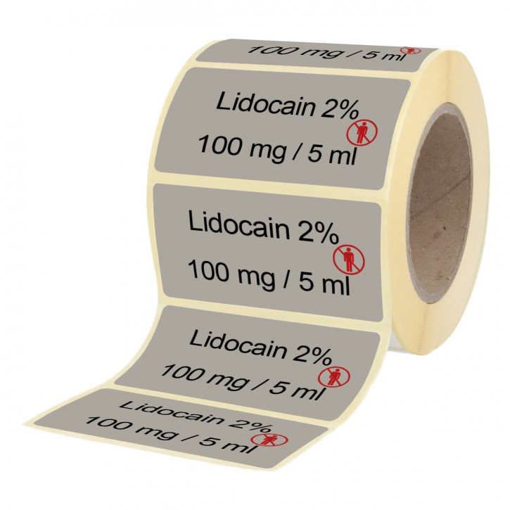 Lidocain 2% 100 mg / 5 ml - Labels for Ampoules