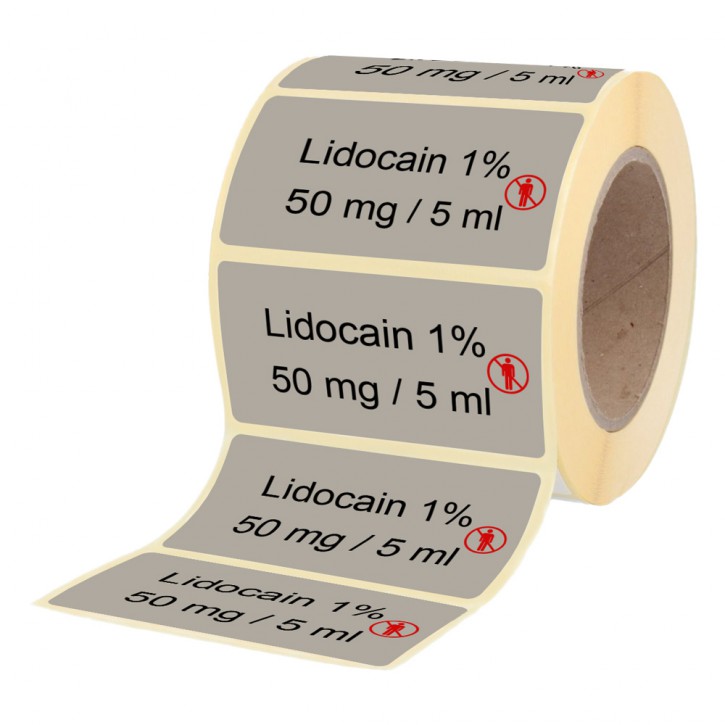 Lidocain 1 % 50 mg / 5 ml - Labels for Ampoules