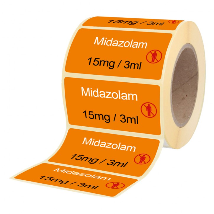 Midazolam  15 mg / 3 ml - labels for ampoules