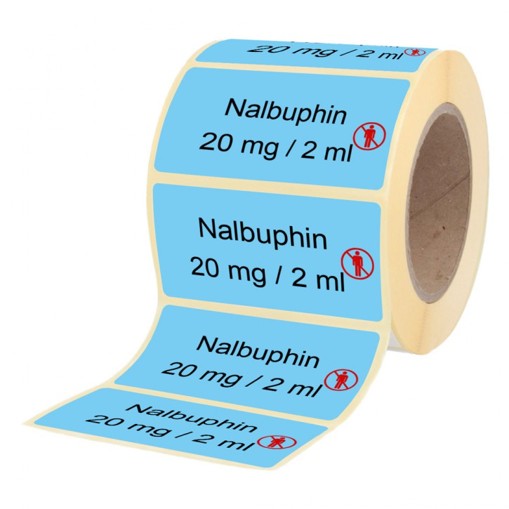 Nalbuphin  20 mg / 2 ml Etikett für Brechampullen
