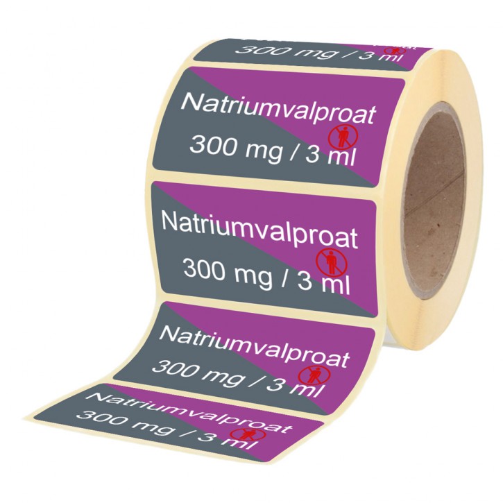 Natriumvalproat 300 mg / 3 ml - Etiketten für Brechampullen