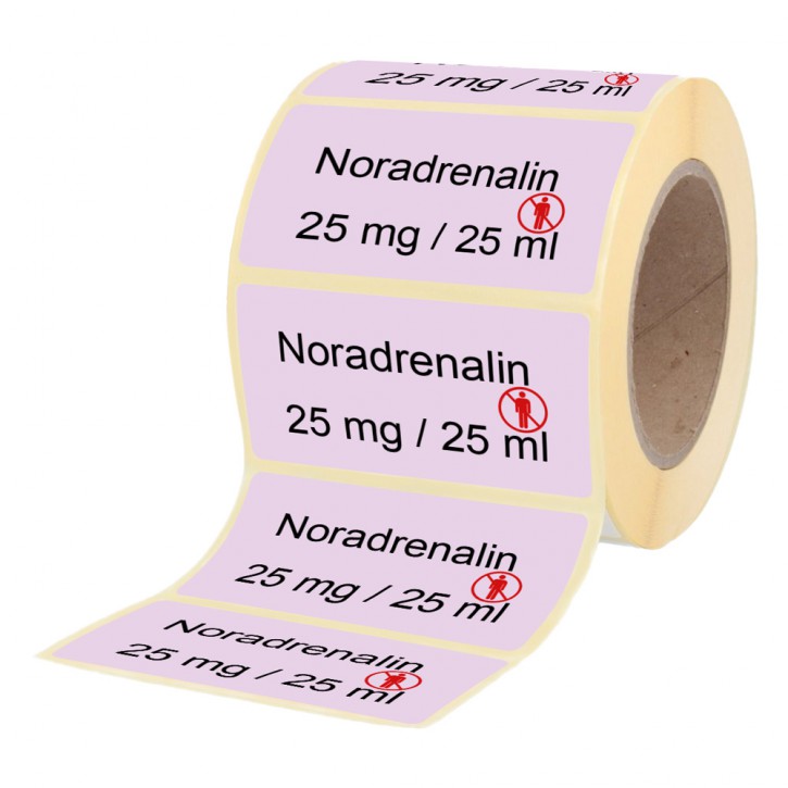 Noradrenalin 25 mg / 25 ml - Etiketten für Stechampullen
