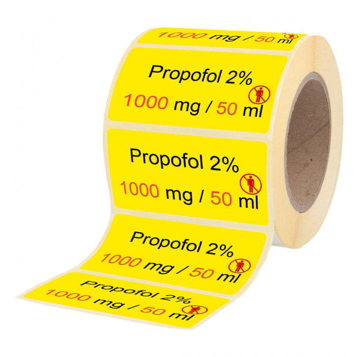 Propofol 2% 1000 mg / 50 ml - Etiketten für Stechampullen