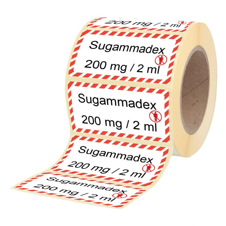 Sugammadex 200 mg / 2 ml - Etiketten für Stechampullen