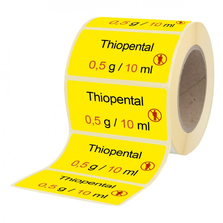 Thiopental 0,5 g / 10 ml - Etiketten für Stechampullen