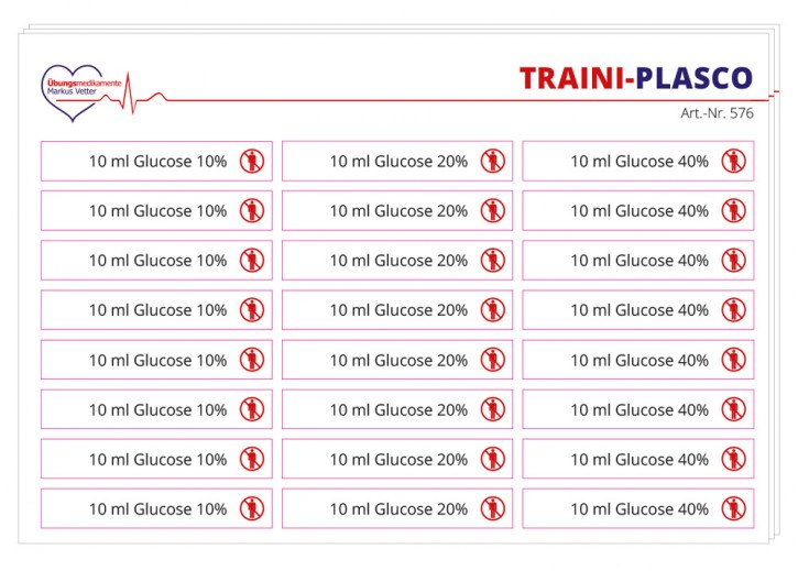 Stickerkarte Glucose für TRAINI-PLASCO