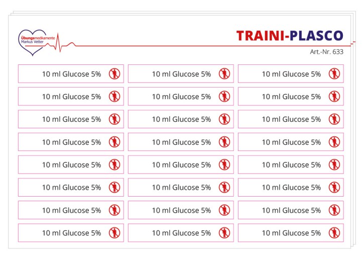 Stickerkarte Glucose 5 % für TRAINI-PLASCO