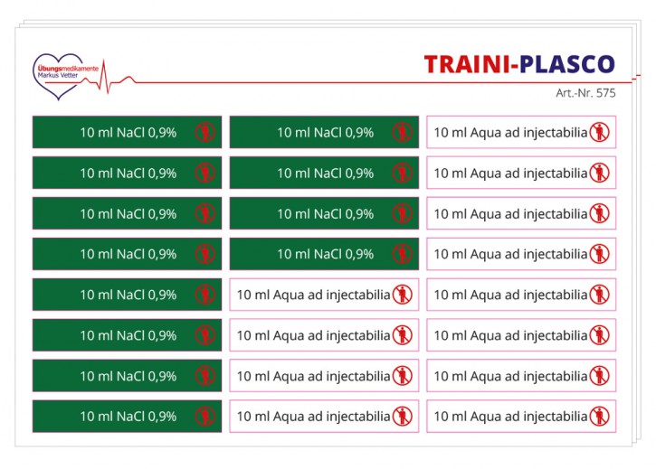 Stickerkarte NaCl & Aqua für TRAINI-PLASCO